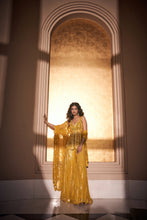 Load image into Gallery viewer, Mustard Yellow Mirror Work Sharara Set
