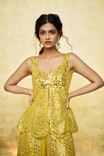 Load image into Gallery viewer, Mustard Yellow Mirror Work Sharara Set

