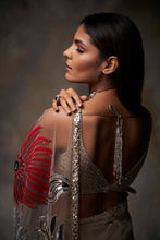 Load image into Gallery viewer, Nude Metallic Applique Saree
