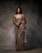 Load image into Gallery viewer, Nude Metallic Applique Saree
