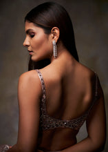 Load image into Gallery viewer, Grey Metallic Applique Saree

