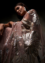 Load image into Gallery viewer, Grey Metallic Applique Saree
