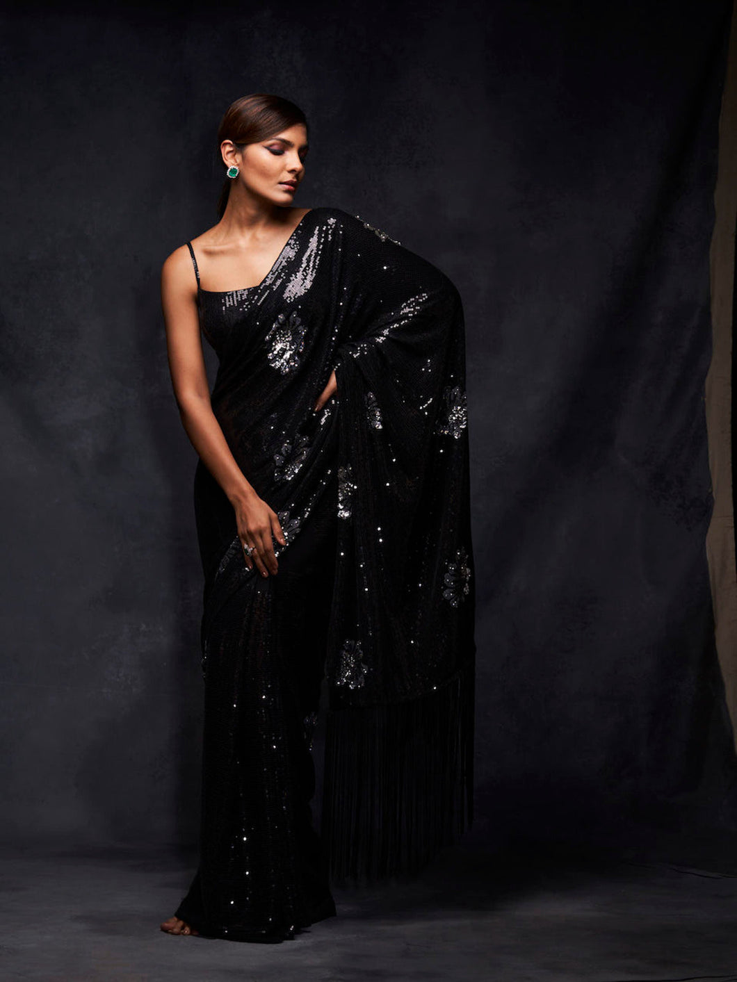 Black Sequin Saree