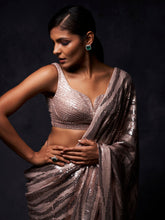 Load image into Gallery viewer, Metallic Nude Saree

