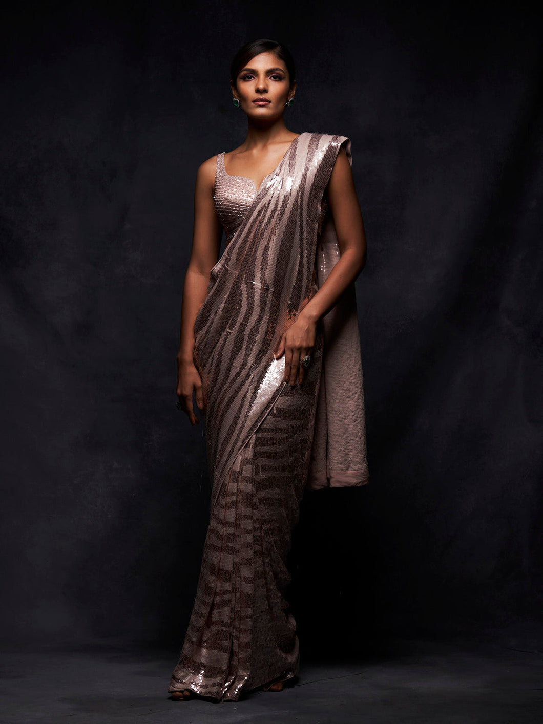 Metallic Nude Saree