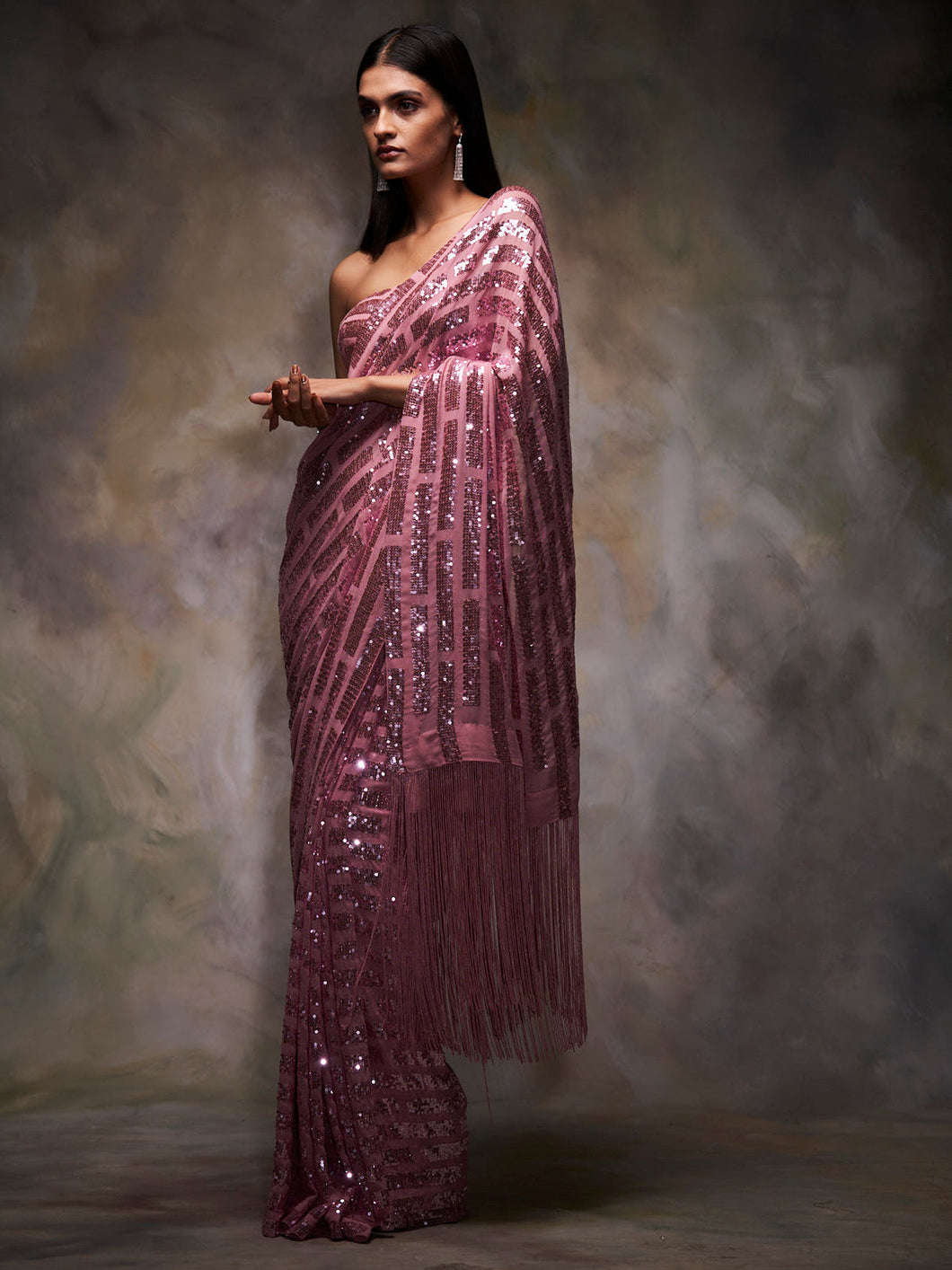 Metallic Pink Saree