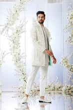 Load image into Gallery viewer, Anique Silver Open Short Sherwani Set
