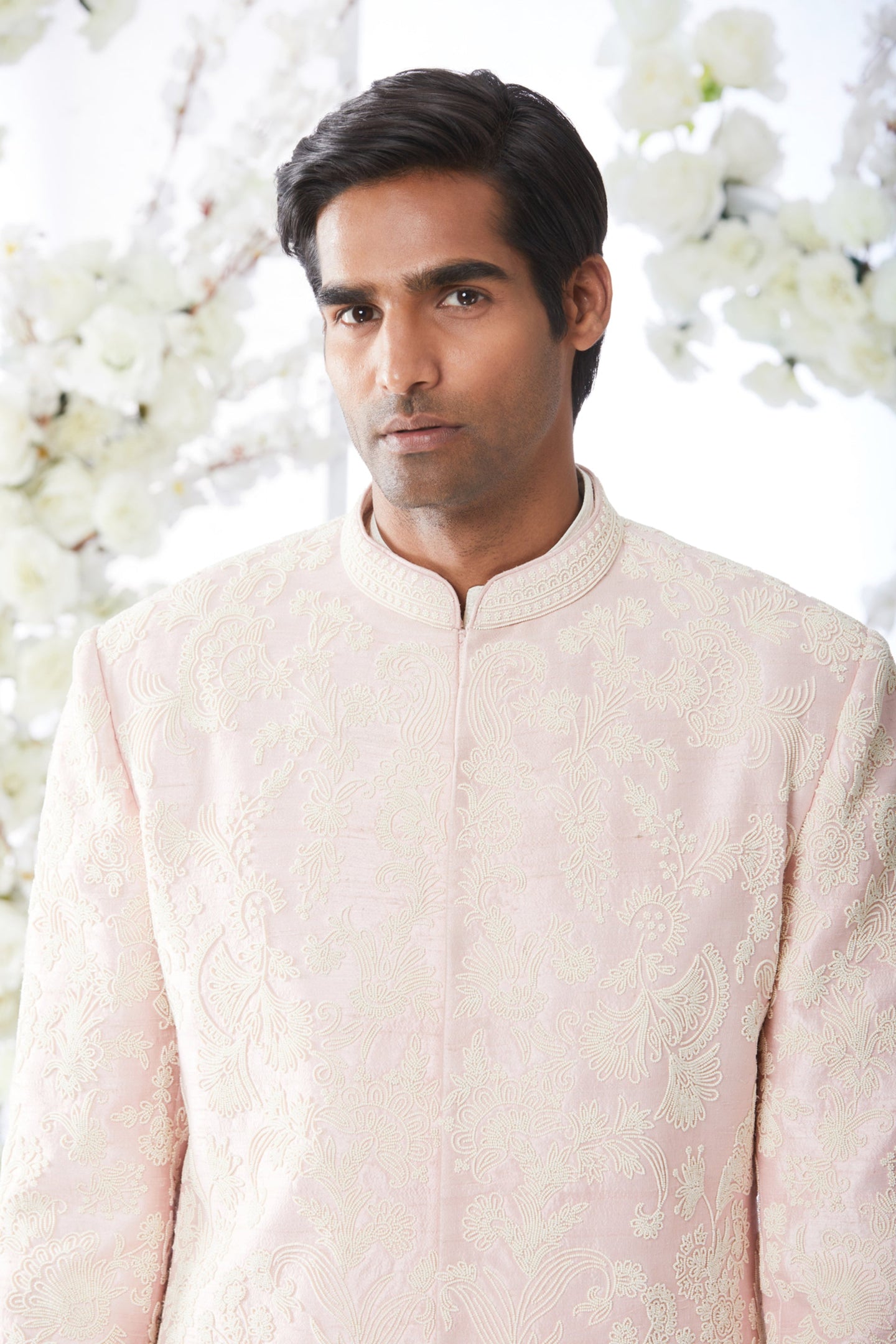 Quartz Pink Pearl Short Sherwani Set
