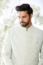 Load image into Gallery viewer, Sage Green Pearl Short Sherwani Set
