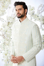 Load image into Gallery viewer, Sage Green Pearl Short Sherwani Set
