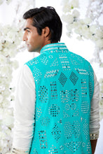 Load image into Gallery viewer, Teal Green Mirror Work Bundi Set
