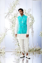Load image into Gallery viewer, Teal Green Mirror Work Bundi Set
