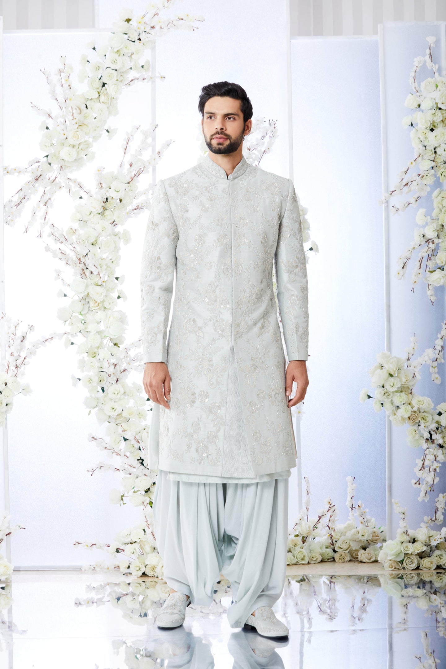 Ocean Grey Kiran Dori Sherwani Set