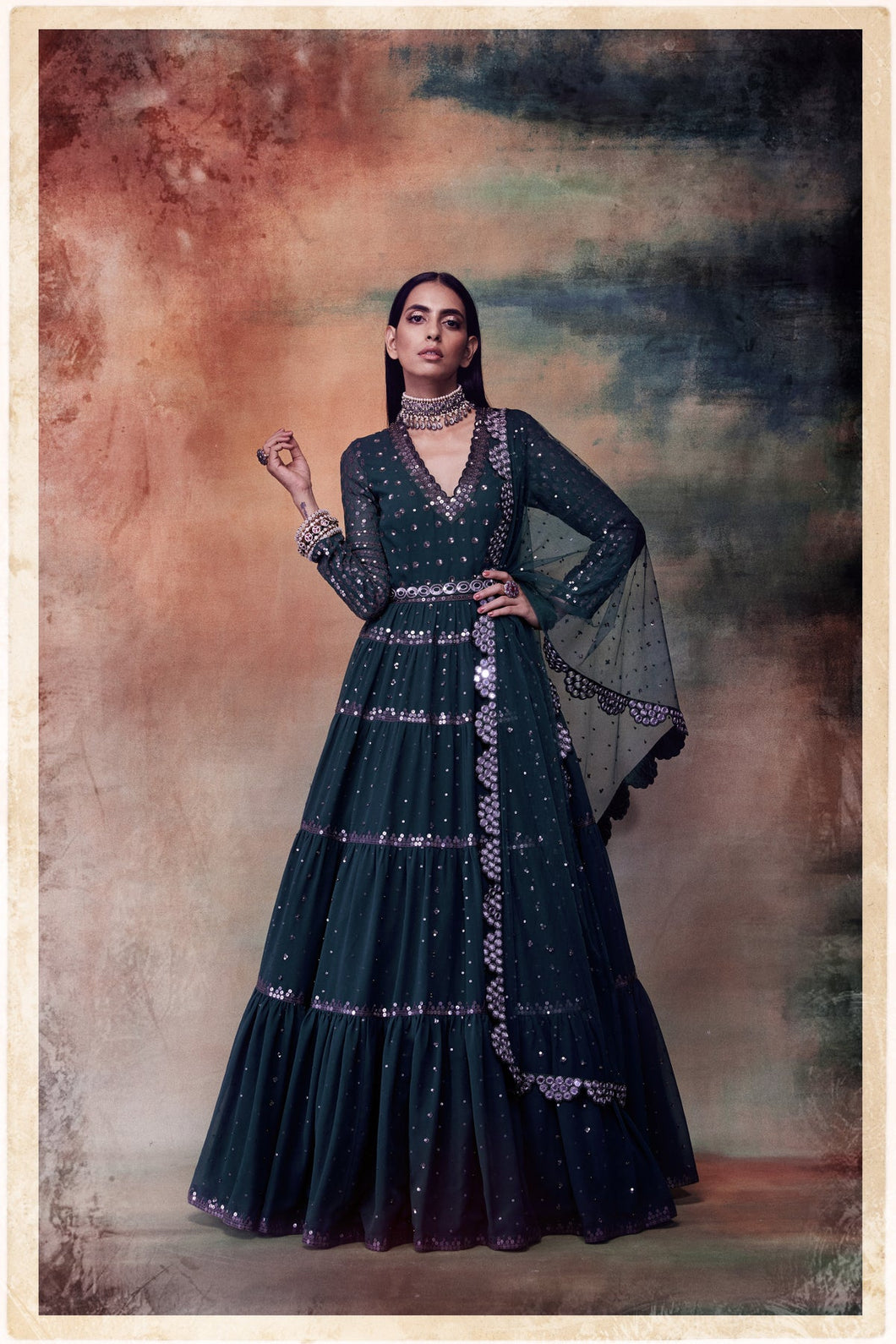 Green Tier Anarkali