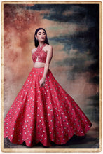 Load image into Gallery viewer, Halter Draped Blouseeith Diamond Jaal Lehenga
