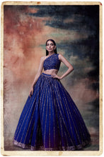 Load image into Gallery viewer, One Shoulder Linear Drocrop Top Lehenga Set

