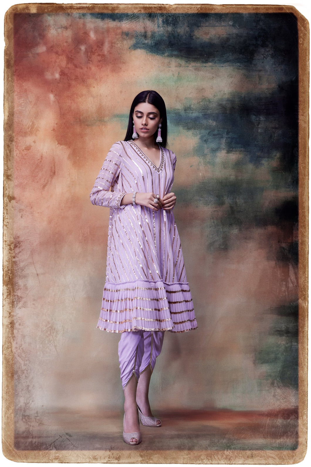 Gota Stripe Dhoti Kurta Set
