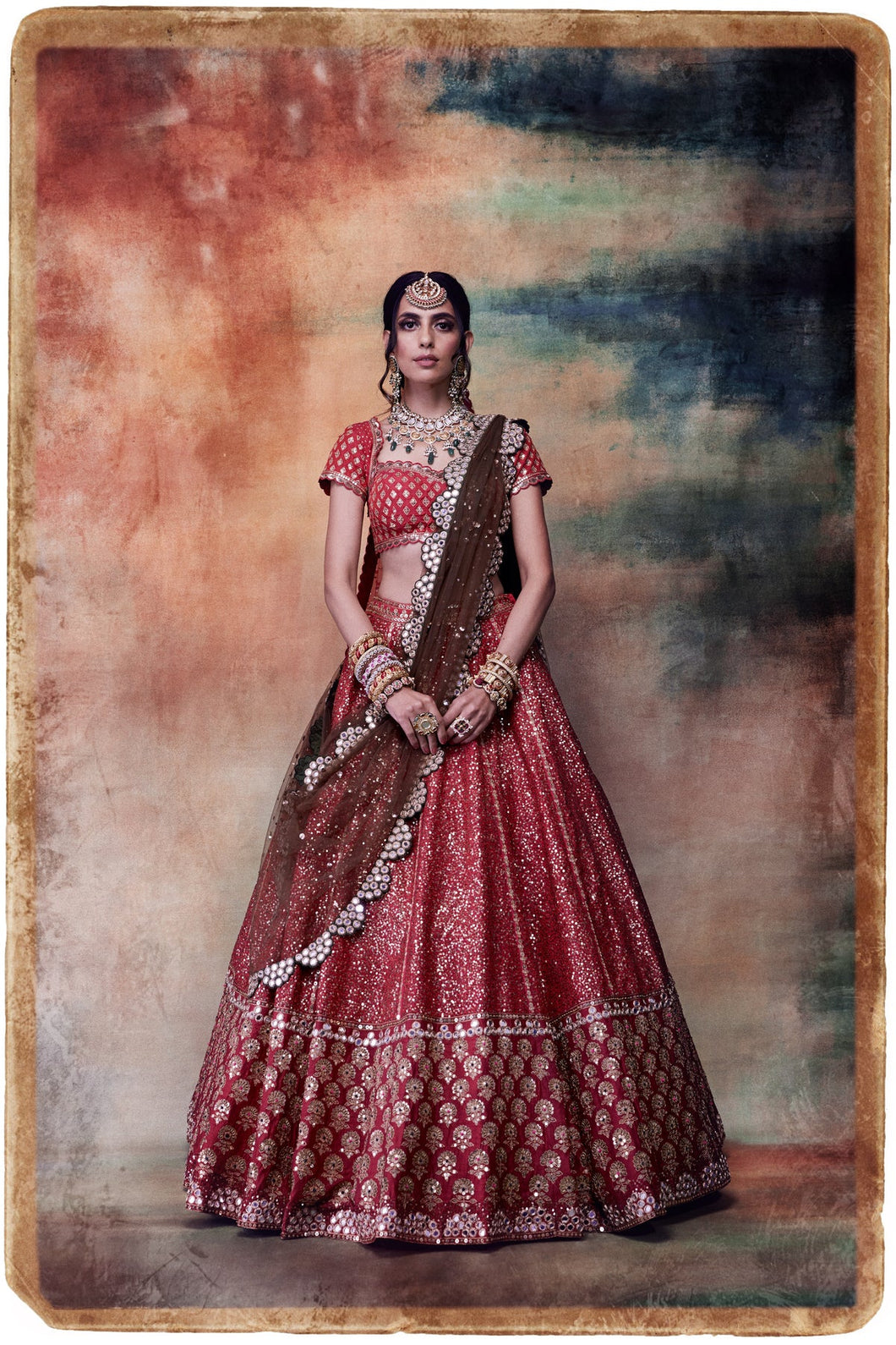 Sequin Splash Mughal Boota Lehenga Set
