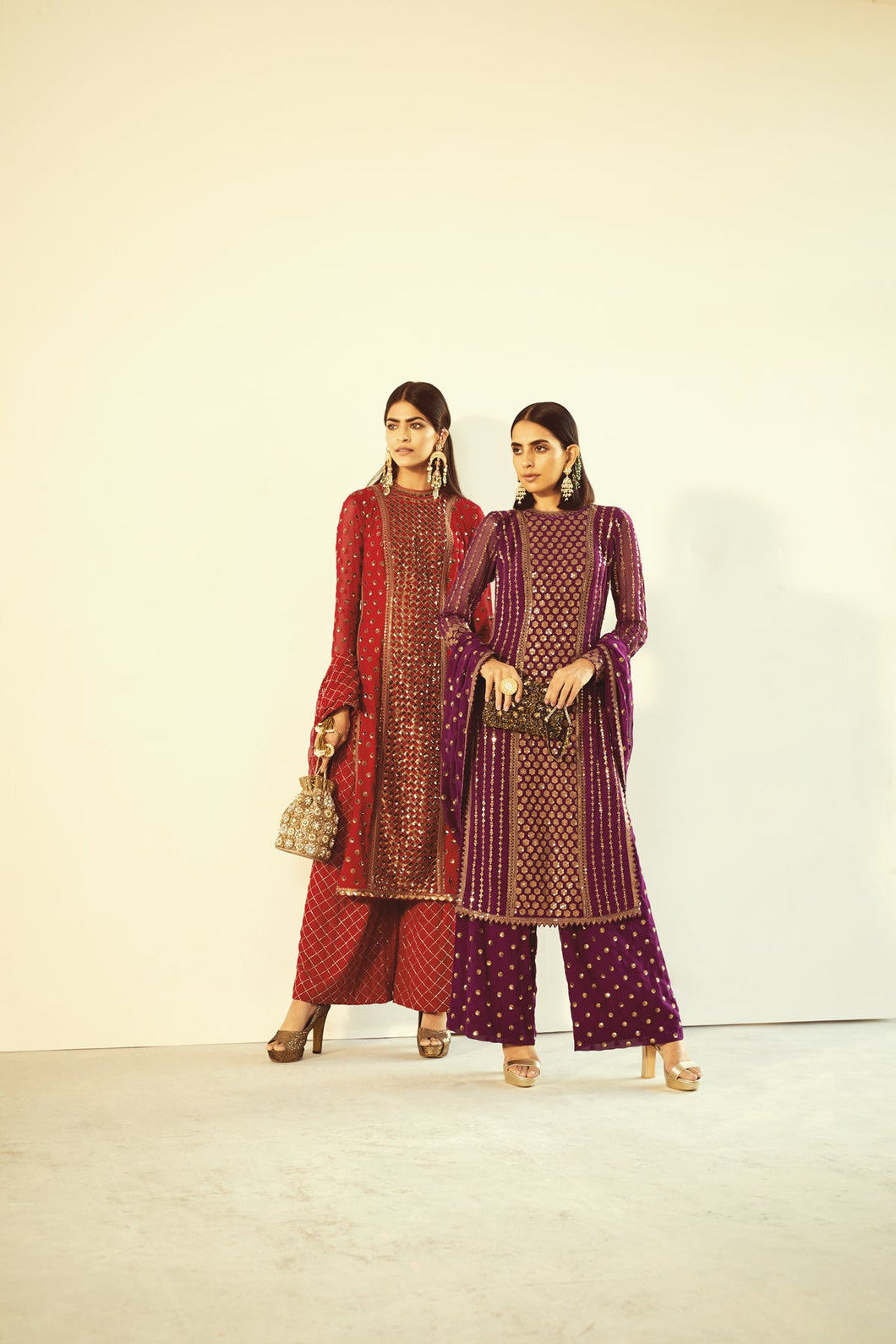 Purple Kurta Pallazo Set
