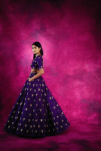Load image into Gallery viewer, Purple Chand Jaal Crop Top Skirt Set
