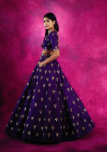 Load image into Gallery viewer, Purple Chand Jaal Crop Top Skirt Set
