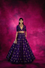 Load image into Gallery viewer, Purple Chand Jaal Crop Top Skirt Set
