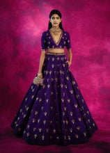 Load image into Gallery viewer, Purple Chand Jaal Crop Top Skirt Set
