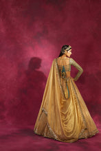 Load image into Gallery viewer, Mud Green &amp; Gold Tissue Lehenga Set
