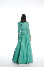 Load image into Gallery viewer, Dull Green Mint Chiffon Anarkali Set
