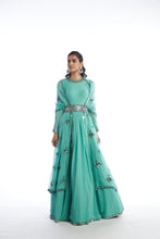 Load image into Gallery viewer, Dull Green Mint Chiffon Anarkali Set

