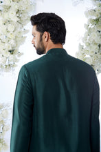 Load image into Gallery viewer, Emerald Green Mirror Open Sherwani Set
