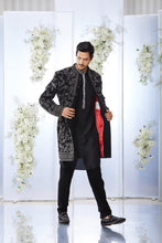 Load image into Gallery viewer, Black Zardosi Short Sherwani Set
