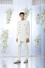 Load image into Gallery viewer, Ivory Blue Meena Button Sherwani Set
