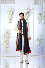 Load image into Gallery viewer, Ivory Black Meena Button Sherwani Set
