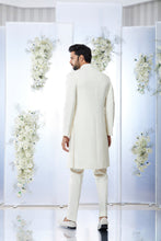 Load image into Gallery viewer, Ivory Sea Green Meena Button Sherwani Set
