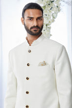 Load image into Gallery viewer, Ivory Deep Maroon Meena Button Sherwani Set
