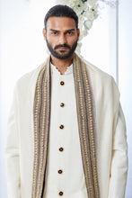 Load image into Gallery viewer, Ivory Deep Maroon Meena Button Sherwani Set
