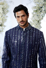 Load image into Gallery viewer, Midnight Mirror Work Sherwani Set
