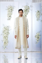 Load image into Gallery viewer, Ivory Peach Meena Button Sherwani Set
