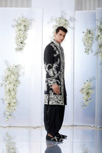 Load image into Gallery viewer, Black &amp; White Sherwani Set
