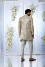 Load image into Gallery viewer, Silver &amp; Gold Zari Sherwani Set
