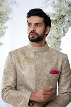 Load image into Gallery viewer, Silver &amp; Gold Zari Sherwani Set
