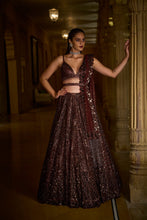 Load image into Gallery viewer, Mocha Sequin Lehenga Set

