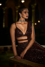 Load image into Gallery viewer, Mocha Sequin Lehenga Set
