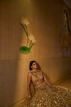 Load image into Gallery viewer, Three-Dimensional Light Coffee Floral Lehenga Set
