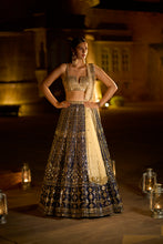 Load image into Gallery viewer, Navy Mirror Work Lehenga Set
