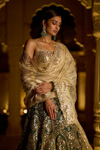 Load image into Gallery viewer, Bottle Green Mirror Work Lehenga Set
