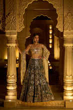 Load image into Gallery viewer, Bottle Green Mirror Work Lehenga Set
