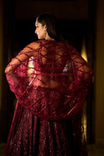 Load image into Gallery viewer, Deep Maroon Sequin Lehenga Set
