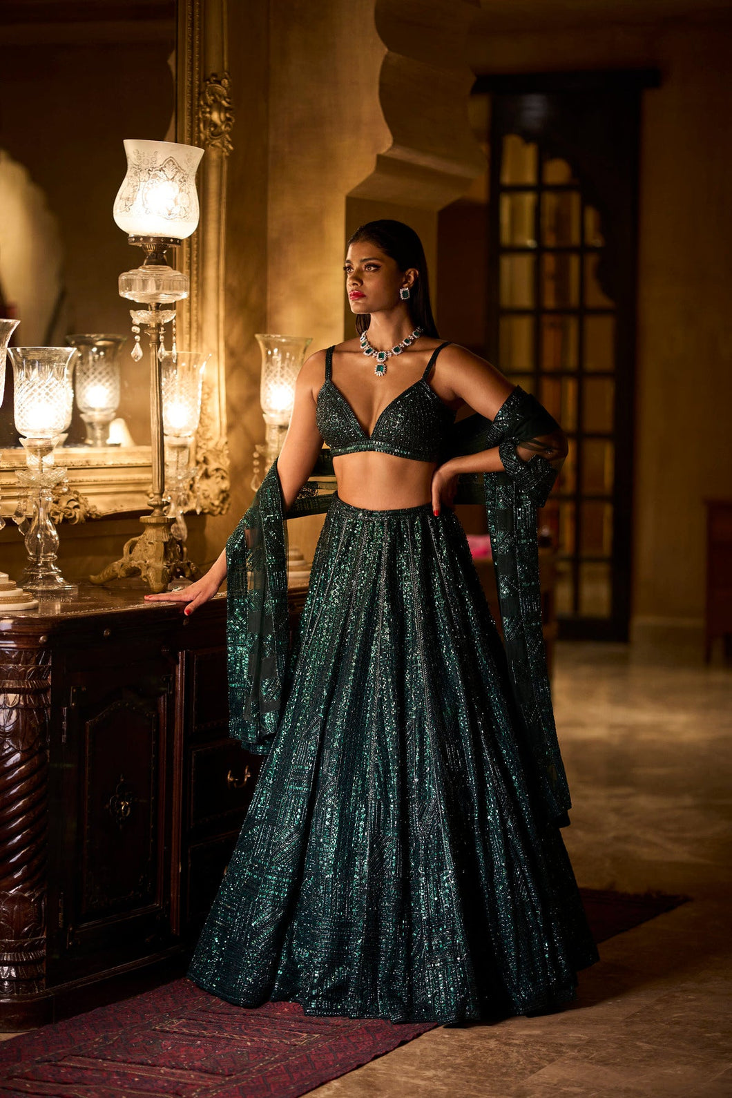 Emerald Green Lehenga Set